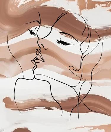 Minimalist Abstract Silhouette Line Art Lesbian Couple thumb