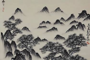 Print of Art Deco Landscape Digital by SHIU KANG PENG