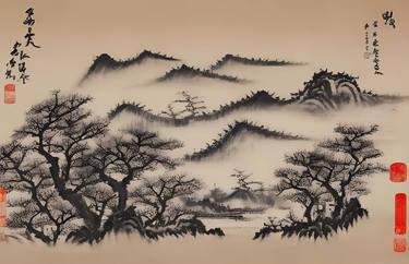 Print of Art Deco Landscape Digital by SHIU KANG PENG