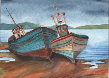 Original Boat Paintings by Svitlana Yanyeva