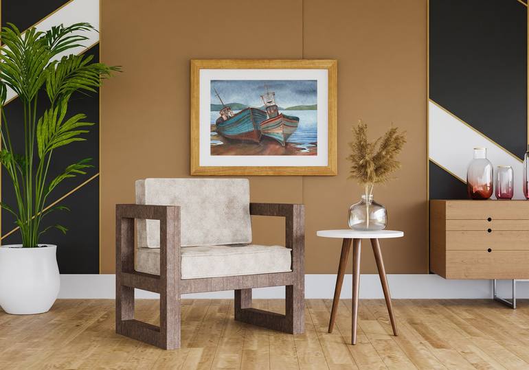 Original Photorealism Boat Painting by Svitlana Yanyeva