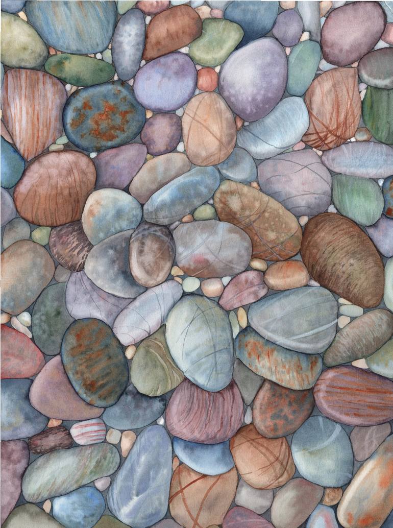 Pebble beach Painting by Svitlana Yanyeva