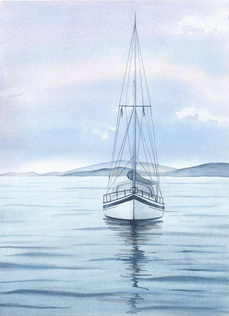 morning sailboats painting