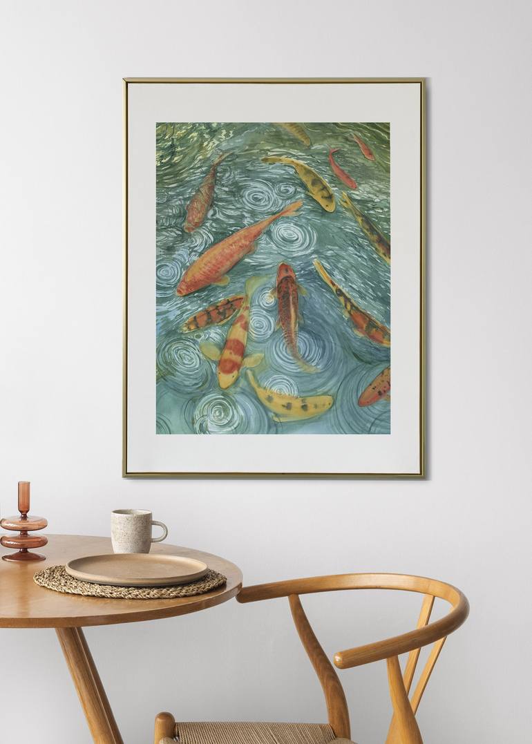 Original Impressionism Fish Painting by Svitlana Yanyeva