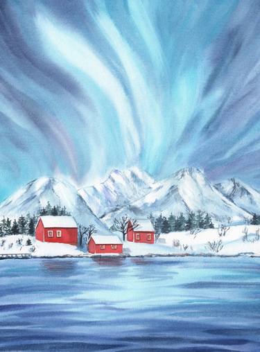 Saatchi Art Artist Svitlana Yanyeva; Painting, “Northern lights in Norway” #art