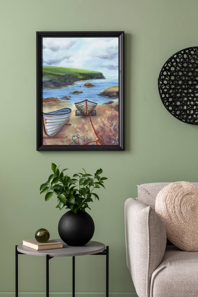 Original Expressionism Boat Painting by Svitlana Yanyeva