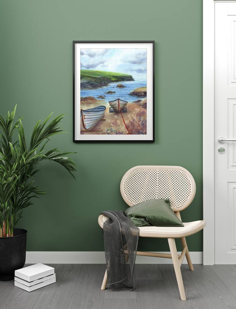 Original Expressionism Boat Painting by Svitlana Yanyeva