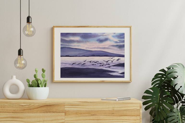 Original Minimalism Seascape Painting by Svitlana Yanyeva