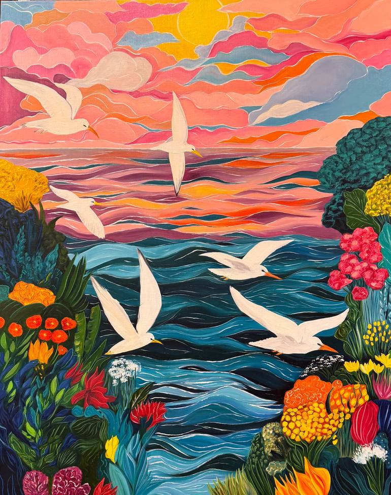 Original Ocean Painting by Adel Huseynova | Contemporary Art on Canvas | The Sea That Remembers the Sun