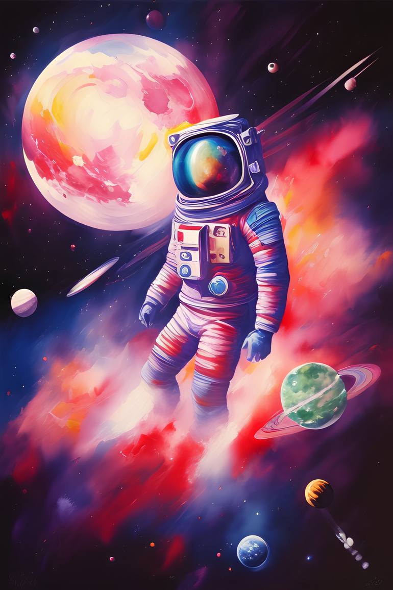 astronaut planets art