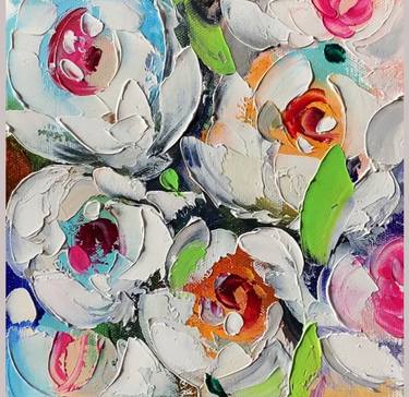 Rose Flower Oil Painting Floral Original Art Still Life 3D thumb