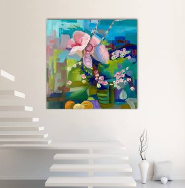 Abstract Extra Large Oil Panting Still Life Original Art Flower thumb