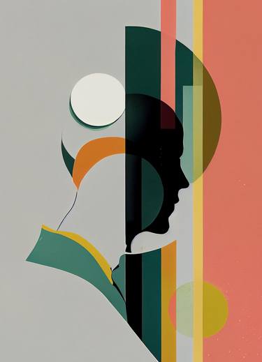 Abstract minimalist face, flat portrait with beautiful colors thumb