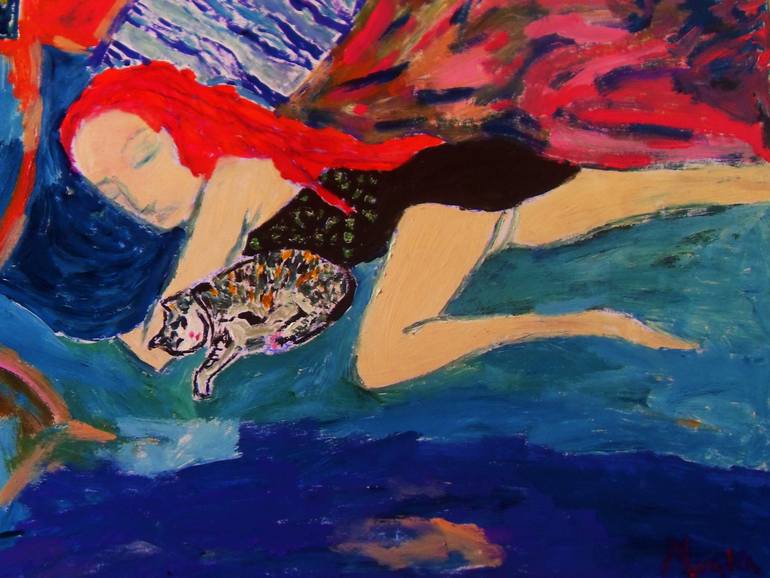 cat nap Painting by yobanabeki ikebanaboy Saatchi Art