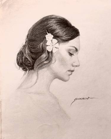 Portrait of a young lady in profile thumb