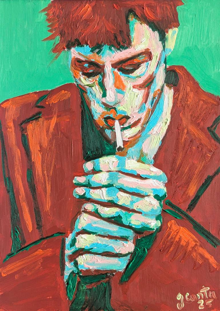 Original People Painting by G Carta | Contemporary Art on Paper | Je peux gerer mes problemes d'addiction tout seul t'inquietes