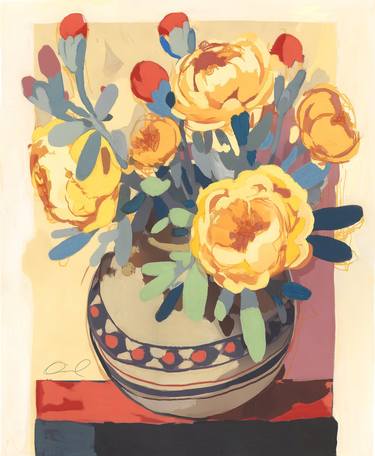 Gold Flowers In A Painted Pot / thumb
