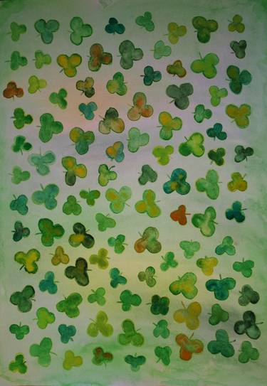 Observation test Find a four-leaved clover Original watercolor thumb
