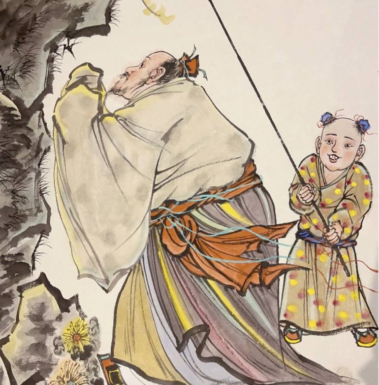 Original Impressionism People Painting by Modern Chinese Ink Art Institute 
