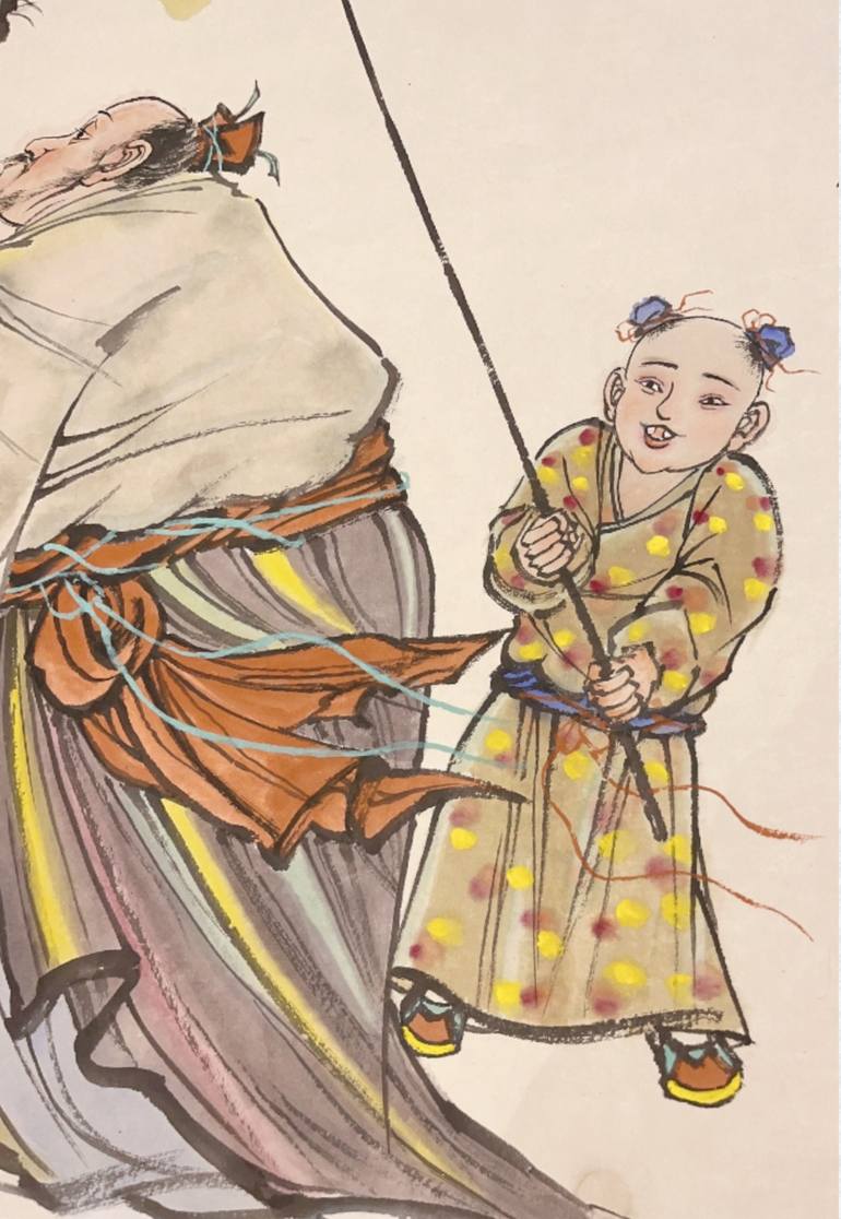 Original Impressionism People Painting by Modern Chinese Ink Art Institute 