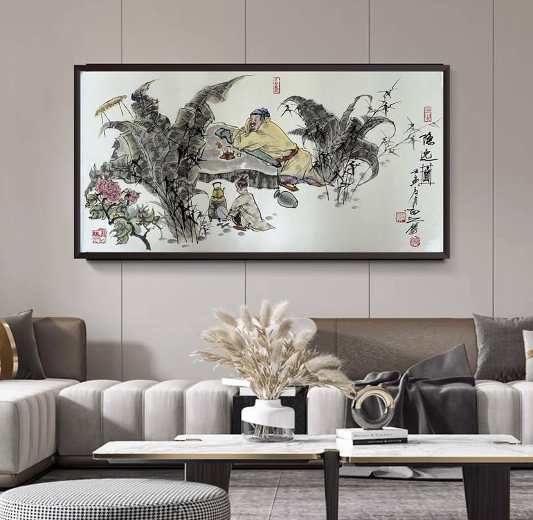 Original Impressionism People Painting by Modern Chinese Ink Art Institute 