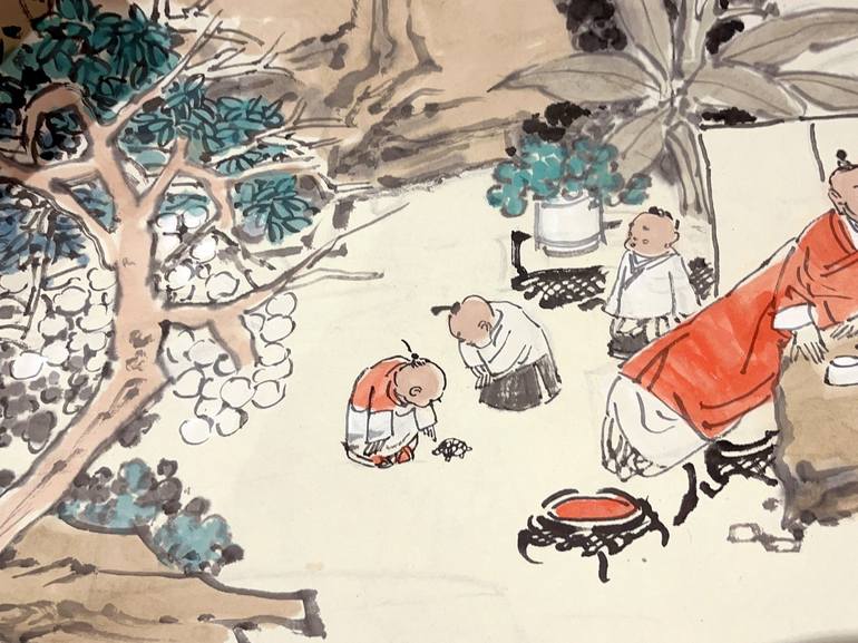 Original Impressionism People Painting by Modern Chinese Ink Art Institute 