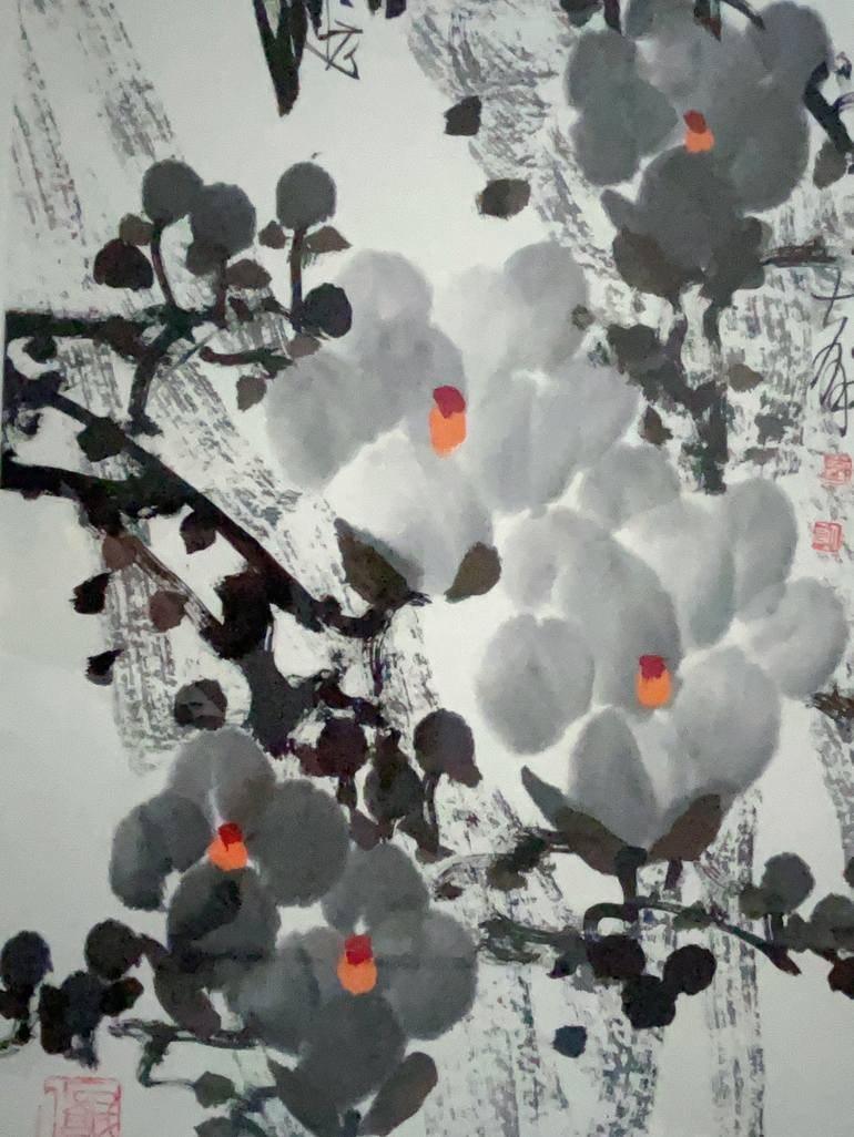 Original Contemporary Floral Painting by Modern Chinese Ink Art Institute 