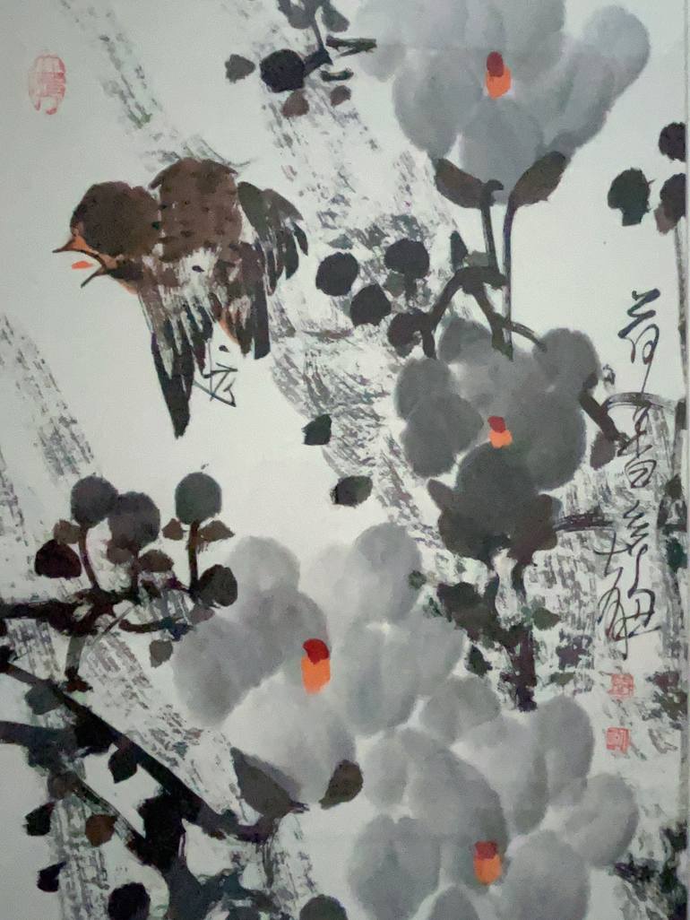 Original Contemporary Floral Painting by Modern Chinese Ink Art Institute 