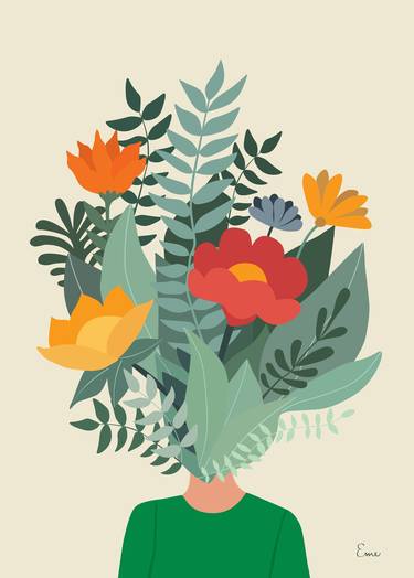 Print of Art Deco Floral Digital by Mercedes Alvarez