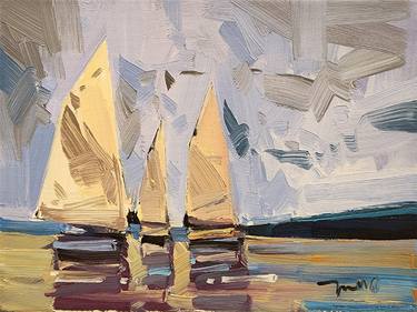 Original Expressionism Sailboat Paintings by Xcel Gallery