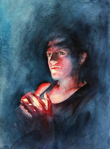 Light and human portrait in watercolor thumb