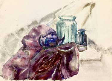 Watercolor still life with teapot thumb