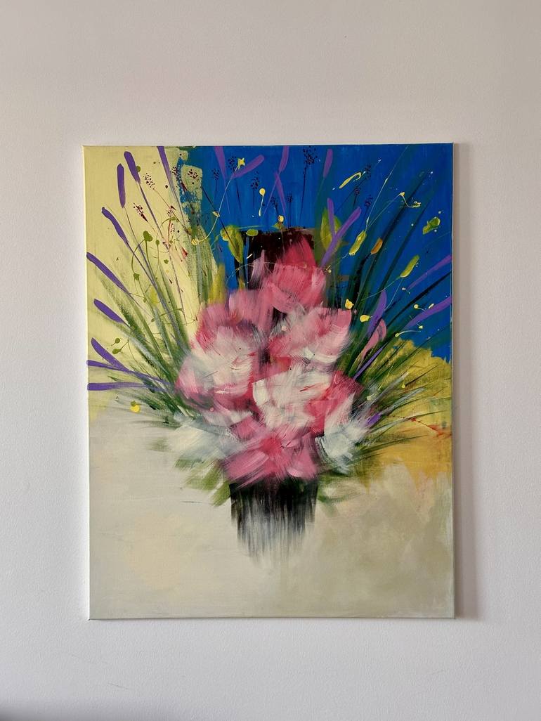 Original Abstract Floral Painting by Yasemin Akturk