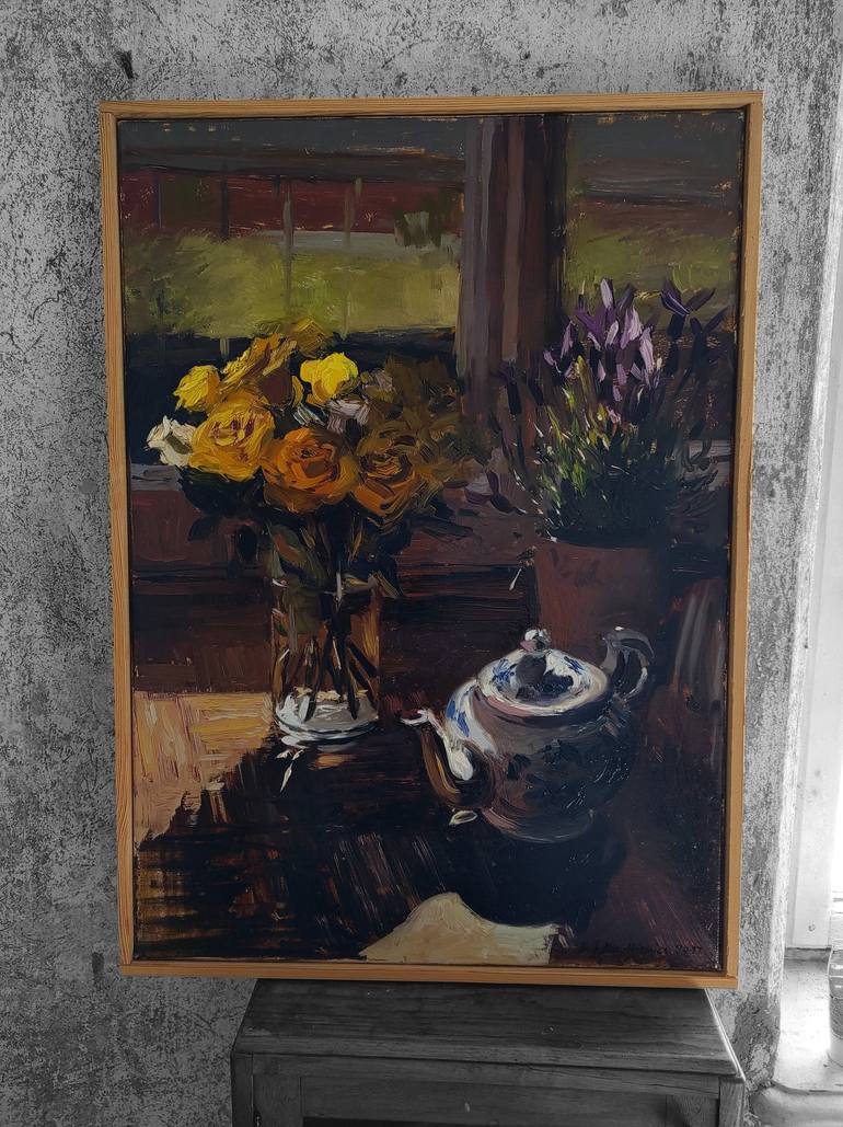 Original Impressionism Floral Painting by Bartosz Korotkiewicz