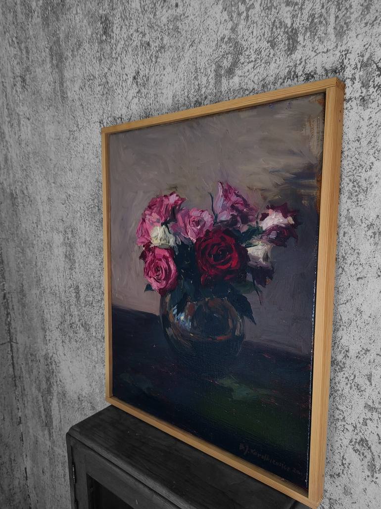 Original Impressionism Floral Painting by Bartosz Korotkiewicz