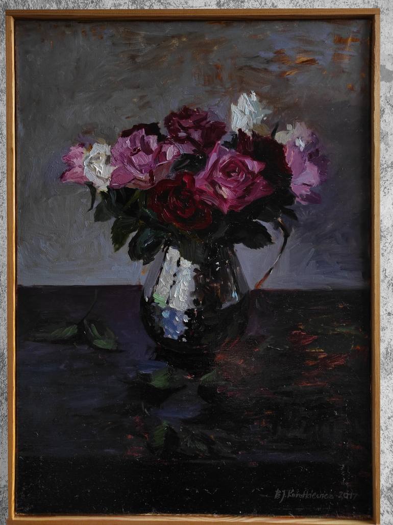 Original Impressionism Floral Painting by Bartosz Korotkiewicz
