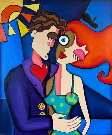 Print of Cubism Love Paintings by Némesis Seoane