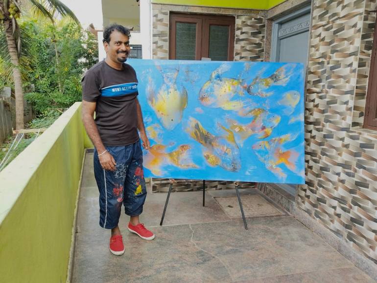 Original Abstract Animal Painting by Ramesh Terdal