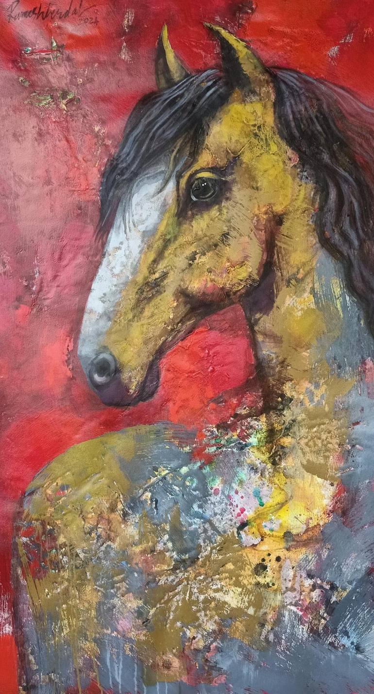 Original Abstract Horse Painting by Ramesh Terdal