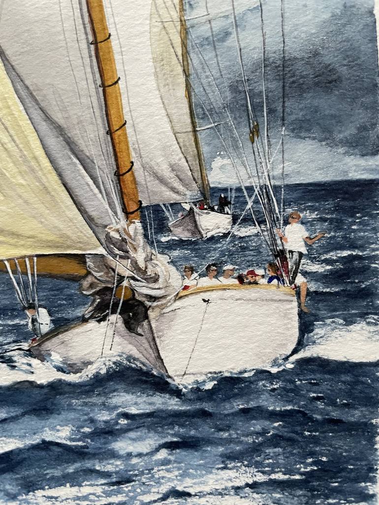 Original Contemporary Sailboat Painting by Anna Zhdanyuk