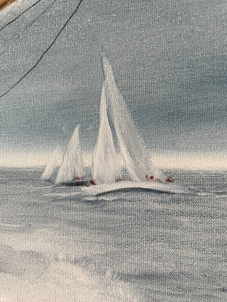 Original Illustration Yacht Painting by Anna Zhdanyuk
