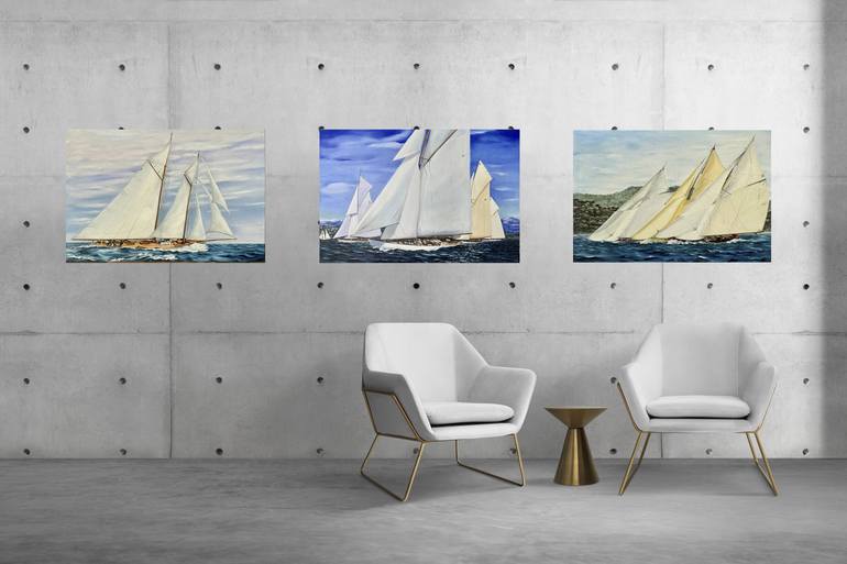 Original Yacht Painting by Anna Zhdanyuk