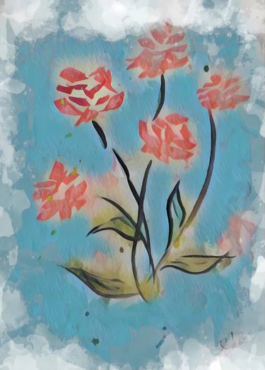 Print of Color Field Painting Floral Mixed Media by Lyubov Shovkun