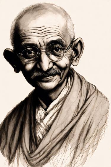 M.K. Gandhi - Pencil and Ink Style Series (L.ed. av.10 of 10} thumb
