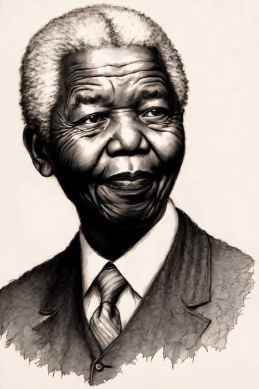 Nelson Mandela - Pencil and Ink Style Series (L.ed. av.10 of 10) thumb