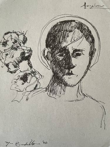 Angelus, Self Portrait with Flowers (recto/verso) thumb