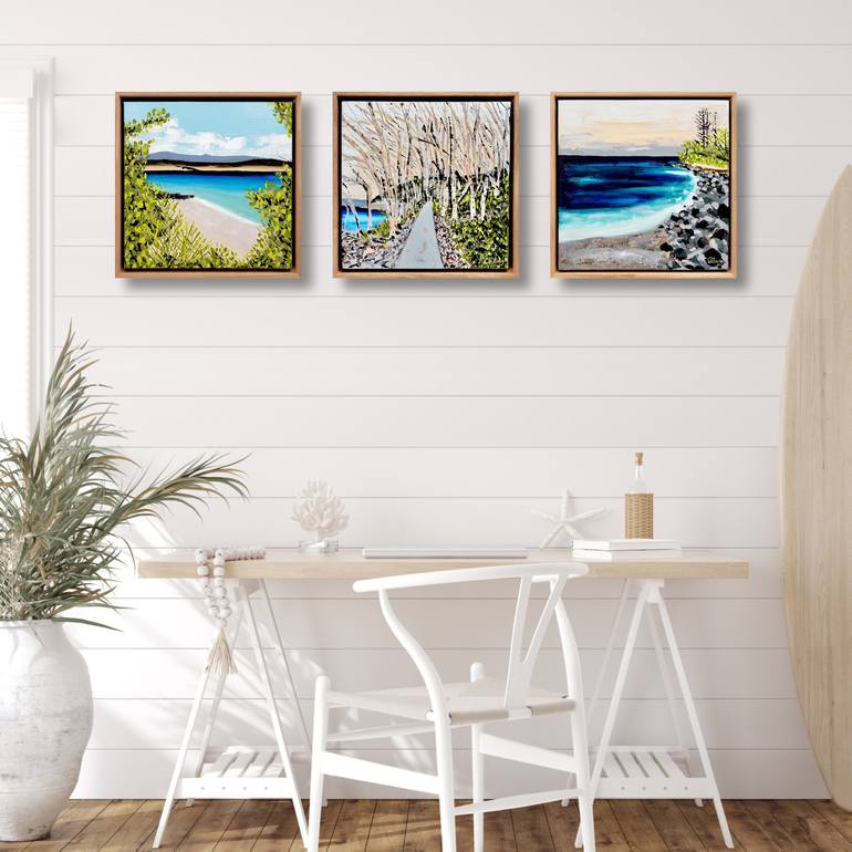 Original Abstract Beach Painting by DEBORAH LANG