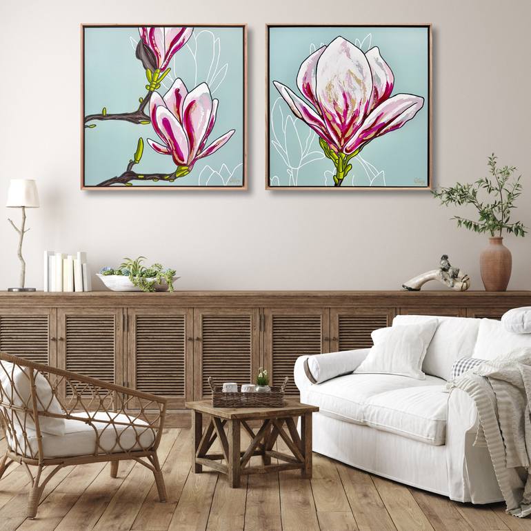 Original Abstract Floral Painting by DEBORAH LANG