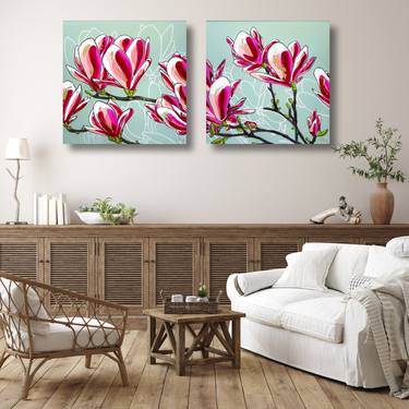 Original Abstract Floral Paintings by DEBORAH LANG