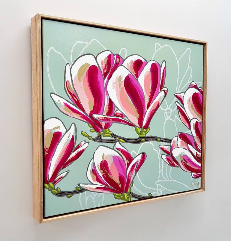 Original Abstract Floral Painting by DEBORAH LANG